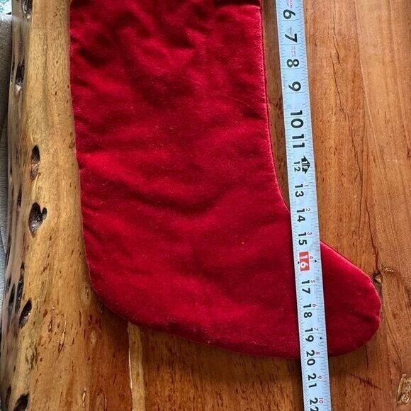 Pottery Barn Red Cream Velvet Large Holiday Christmas Stocking Monogrammed Caden - Picture 5 of 7